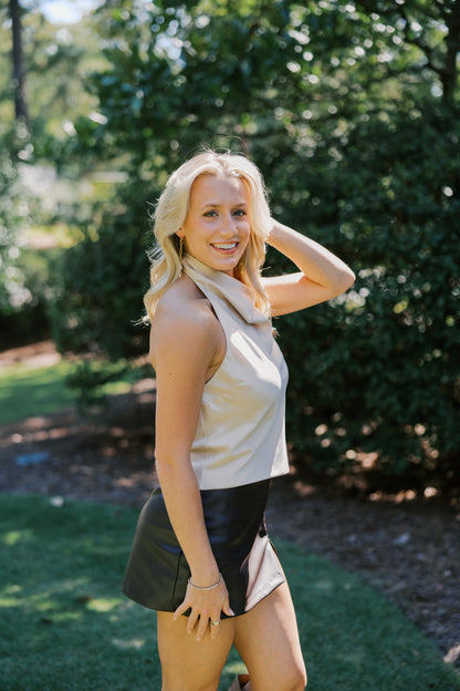 Simply Satin Cowl Halter Top