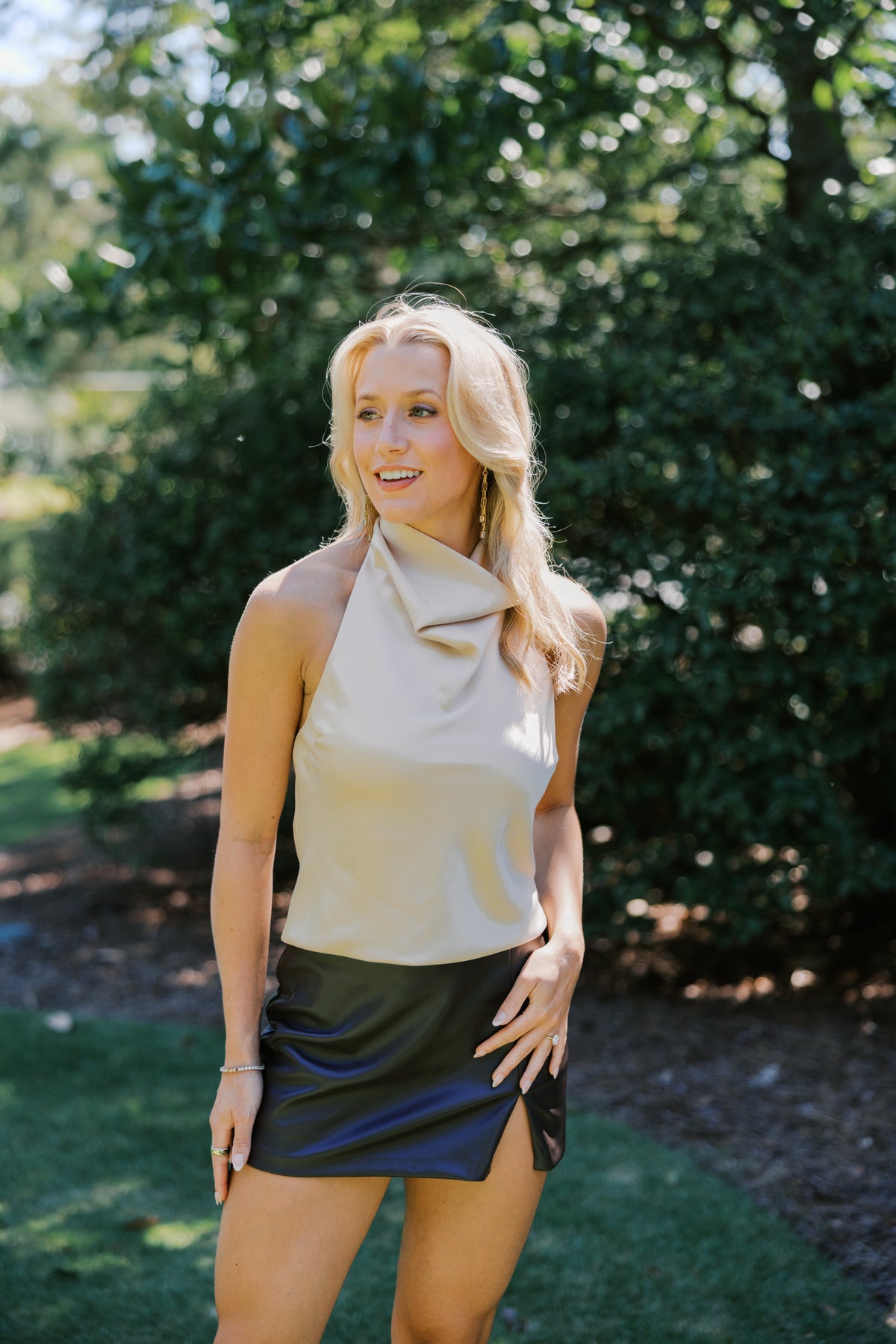 Simply Satin Cowl Halter Top