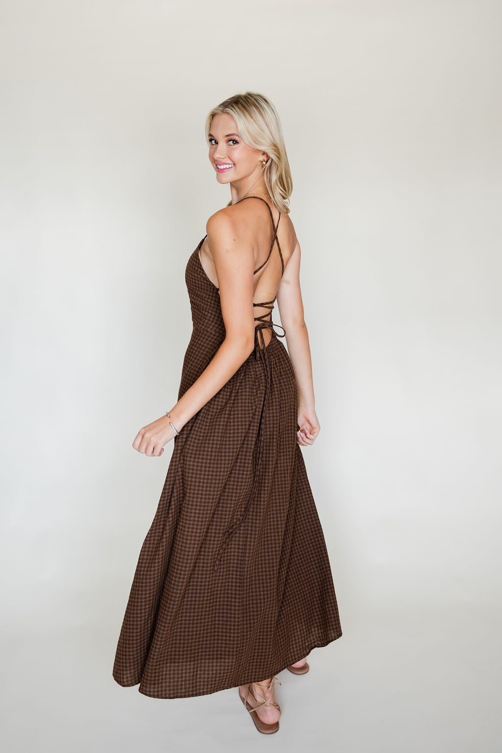 Gingham Tie Back Dress