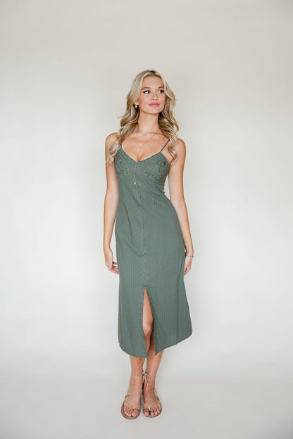 Millie Embroidered Midi Slip Dress