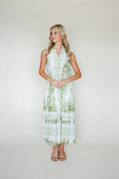 Botanical Mock Neck Midi Dress