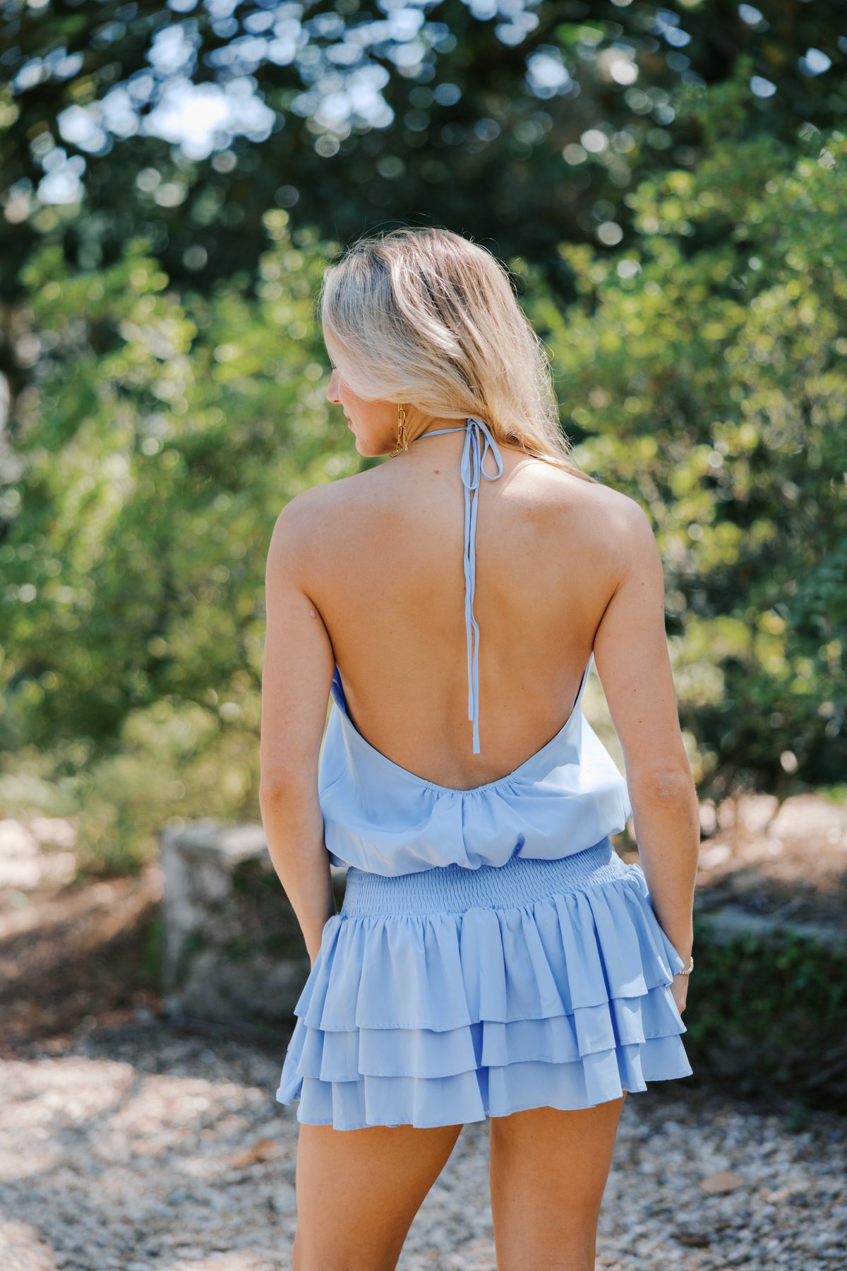 Tiered Ruffle Halter Romper