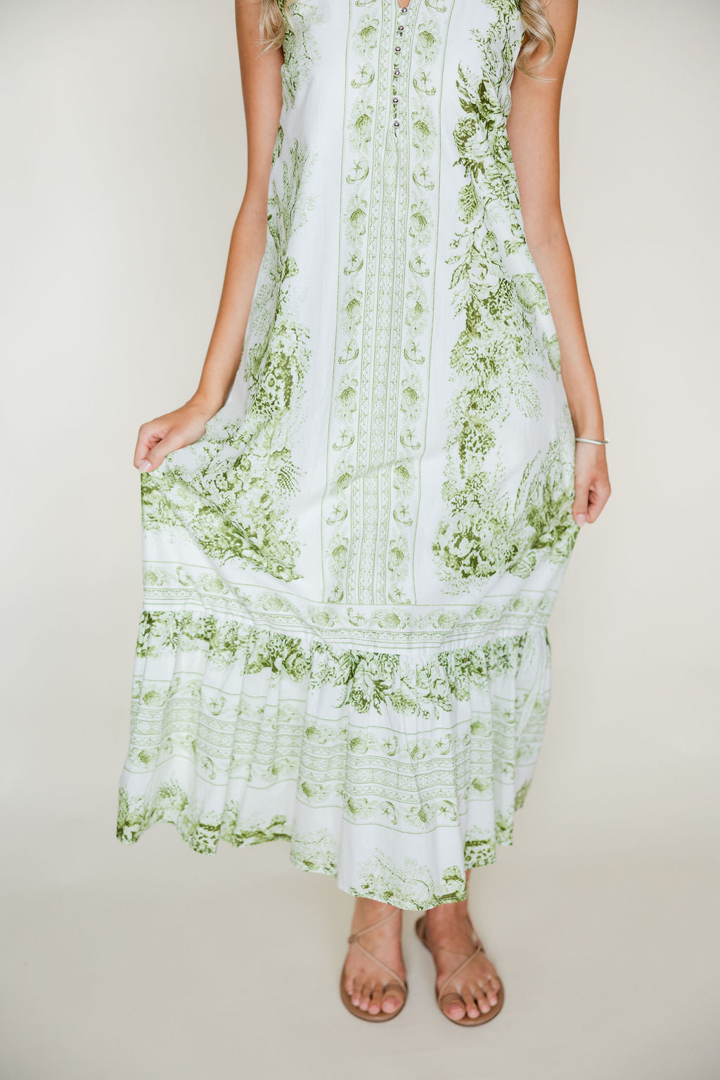 Botanical Mock Neck Midi Dress