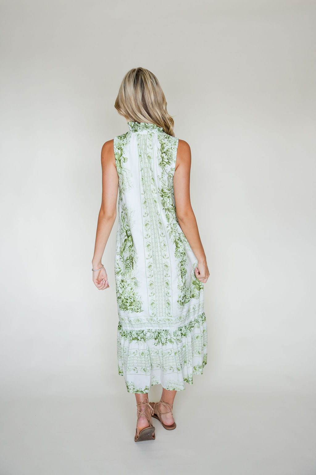 Botanical Mock Neck Midi Dress