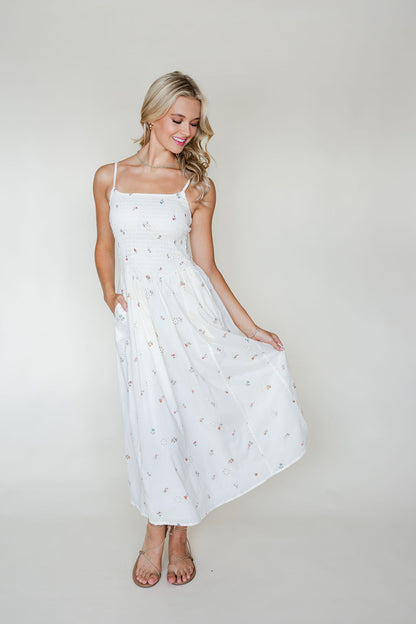 Smocked Detail Midi Dress