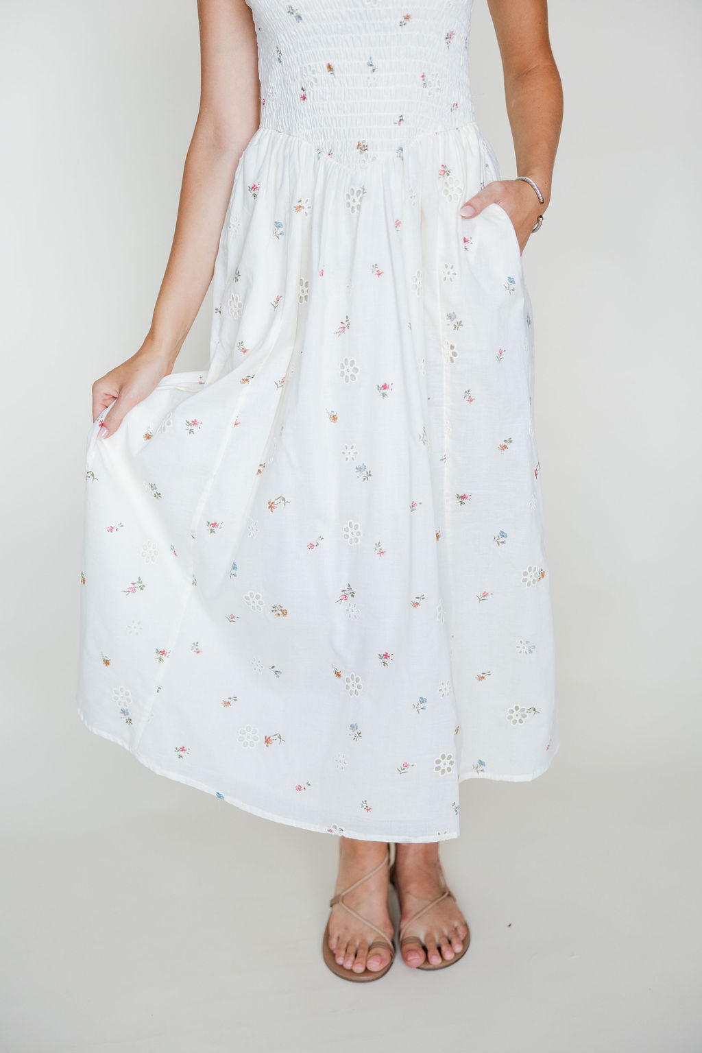 Smocked Detail Midi Dress