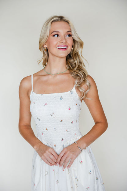 Smocked Detail Midi Dress