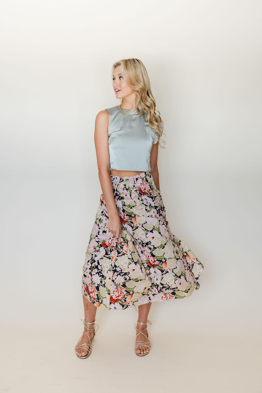 High Neck Lace Trim Top