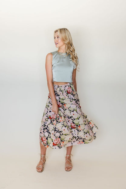 Smocked Waist Floral Skirt