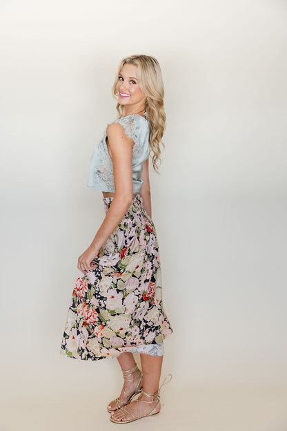 High Neck Lace Trim Top
