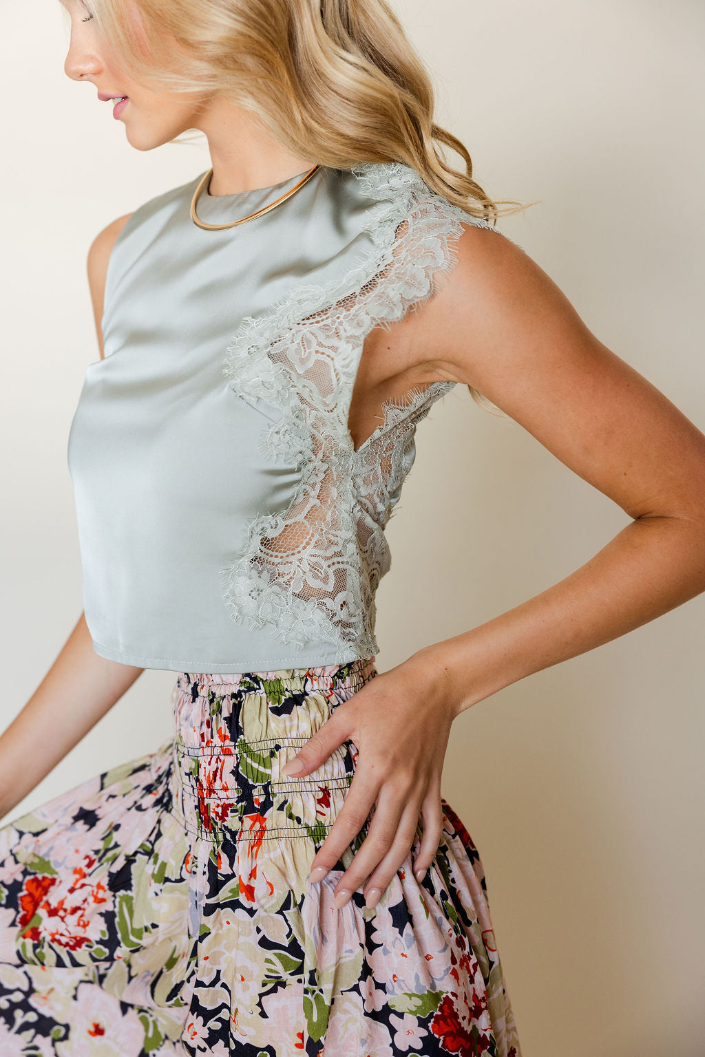 Smocked Waist Floral Skirt