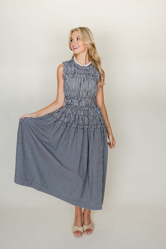 Smocked Gingham Maxi Dress