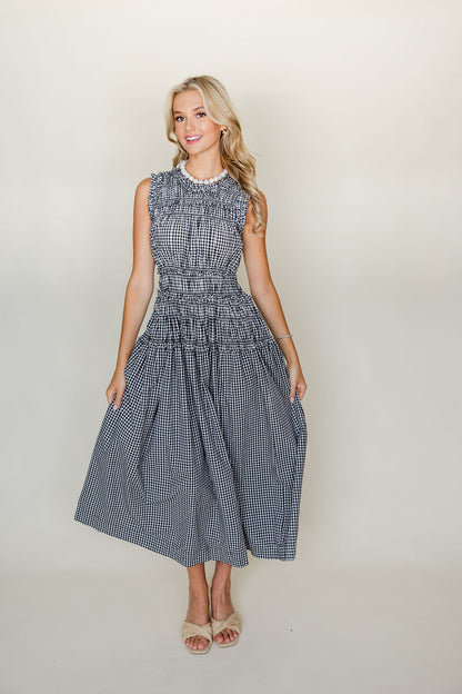 Smocked Gingham Maxi Dress