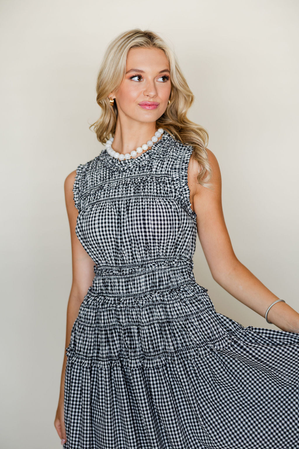 Smocked Gingham Maxi Dress