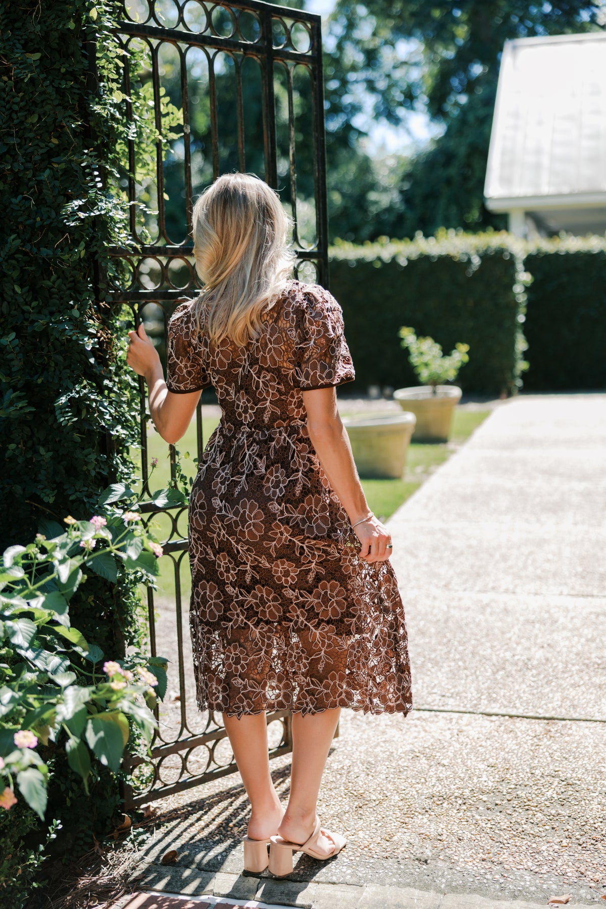 Lennon Short Sleeve Lace Shirt Midi Dress