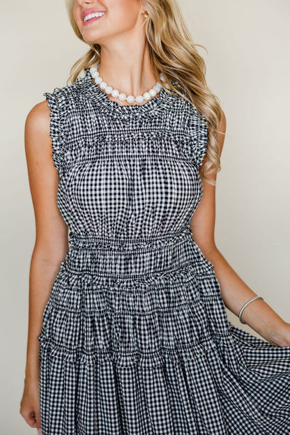 Smocked Gingham Maxi Dress