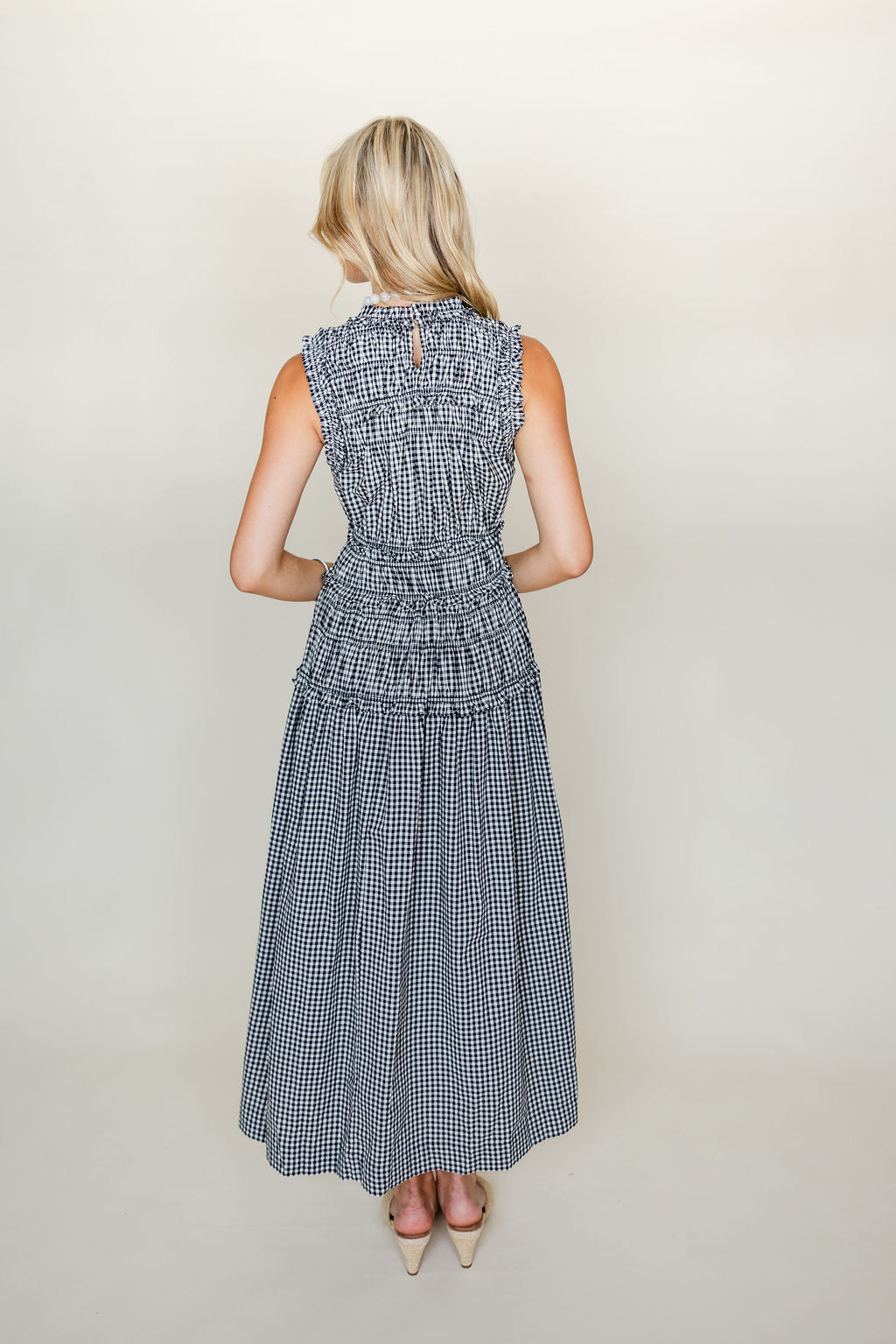 Smocked Gingham Maxi Dress