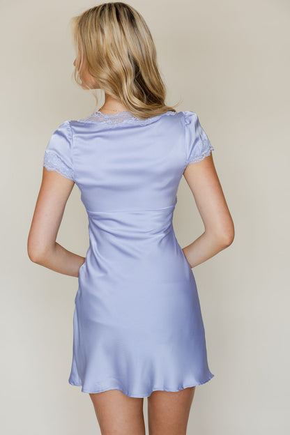 Lace Trim Neckline Mini Dress