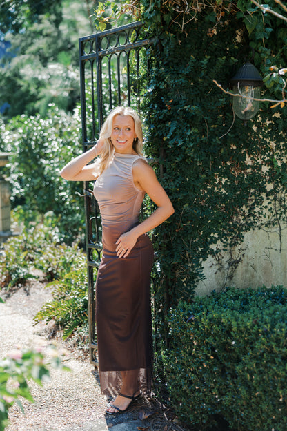 Sleeveless Mesh Maxi Dress