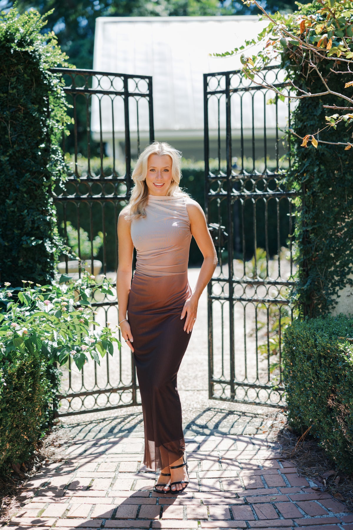 Sleeveless Mesh Maxi Dress