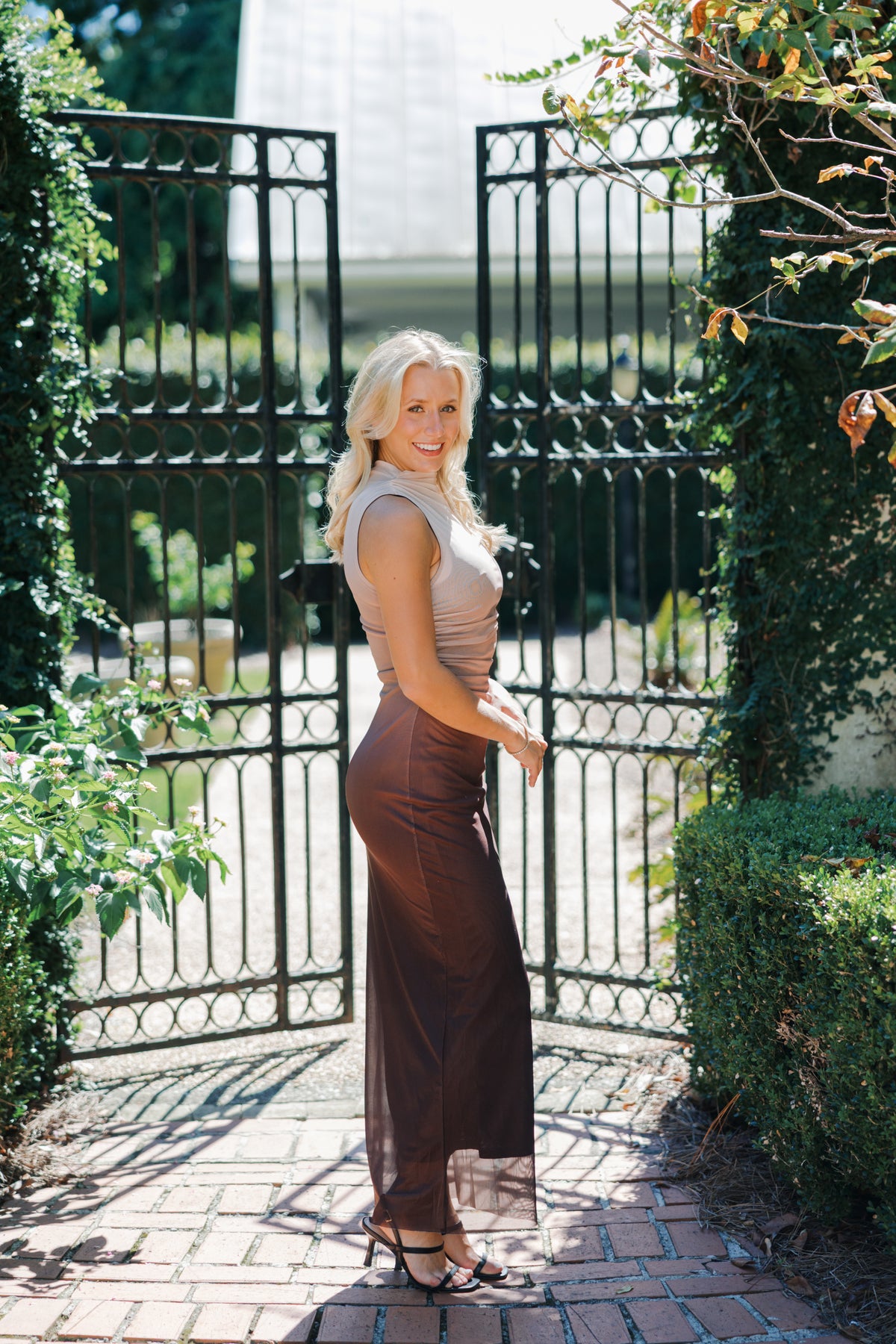 Sleeveless Mesh Maxi Dress