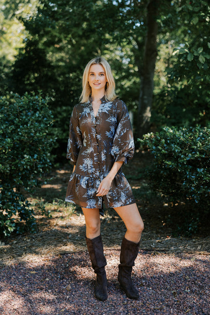 Quarter Sleeve Dress with Waist Tie