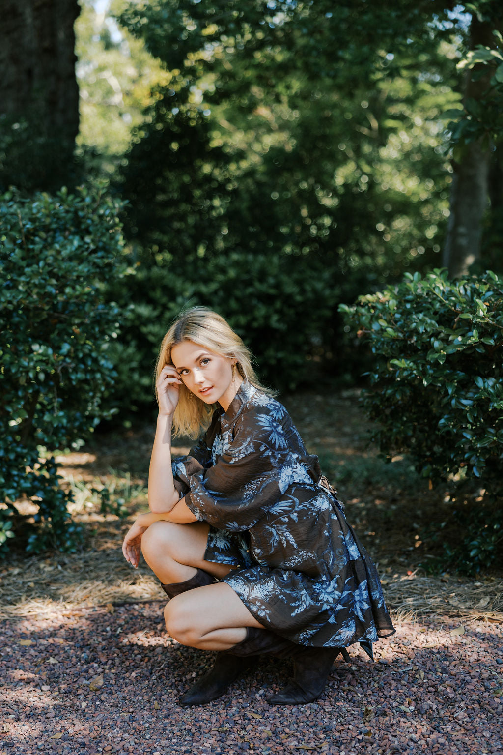 Quarter Sleeve Dress with Waist Tie