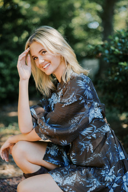 Quarter Sleeve Dress with Waist Tie
