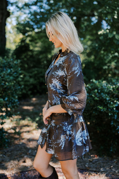 Quarter Sleeve Dress with Waist Tie