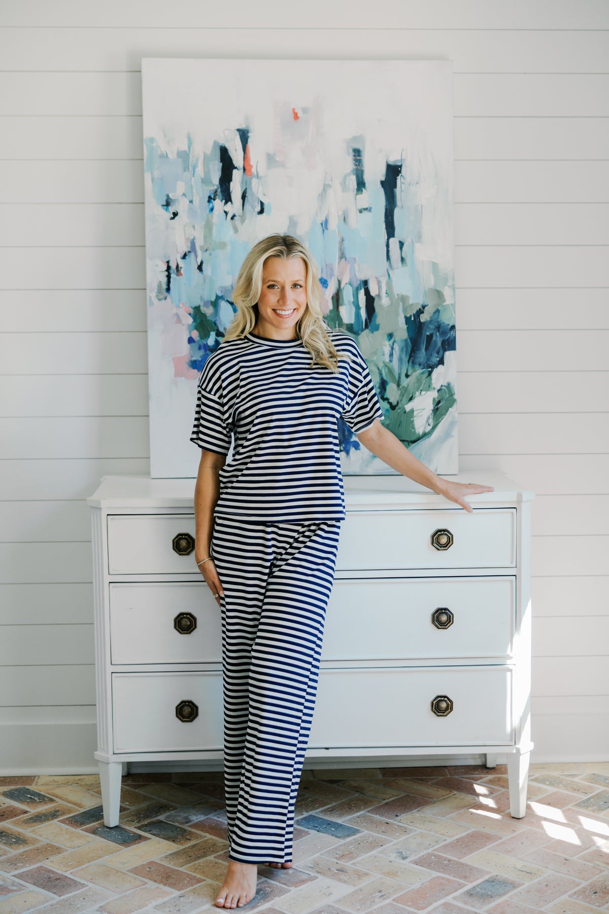 Soft Contrast Stripe Top