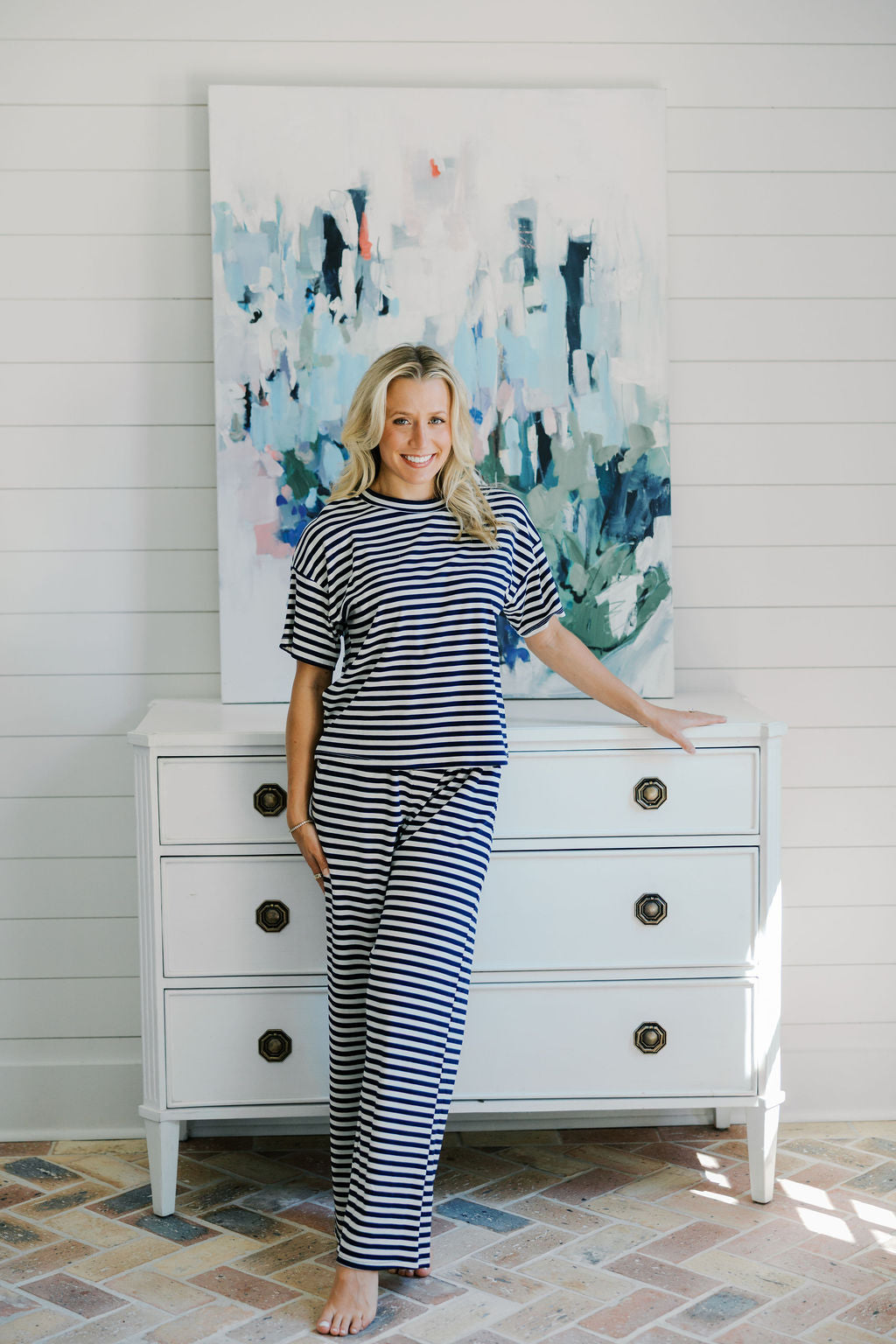 Soft Contrast Stripe Pants