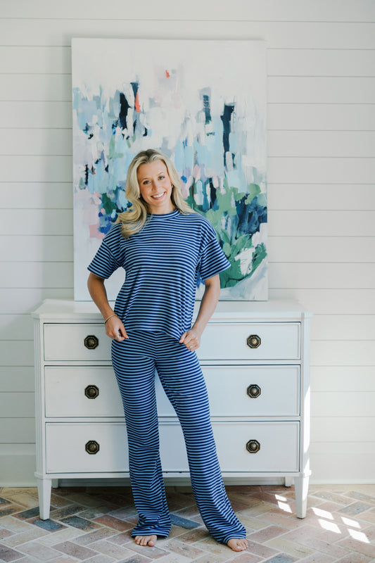 Navy Maggie Striped Pants