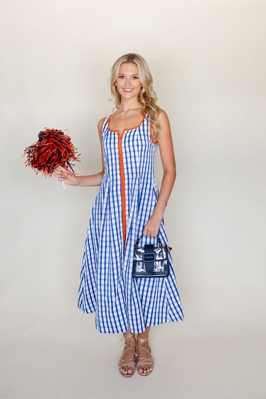 Contrast Strap Gingham Dress