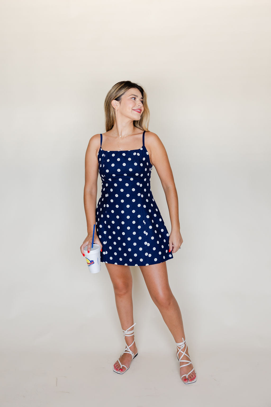 Spaghetti Strap Polka Dot Mini Dress