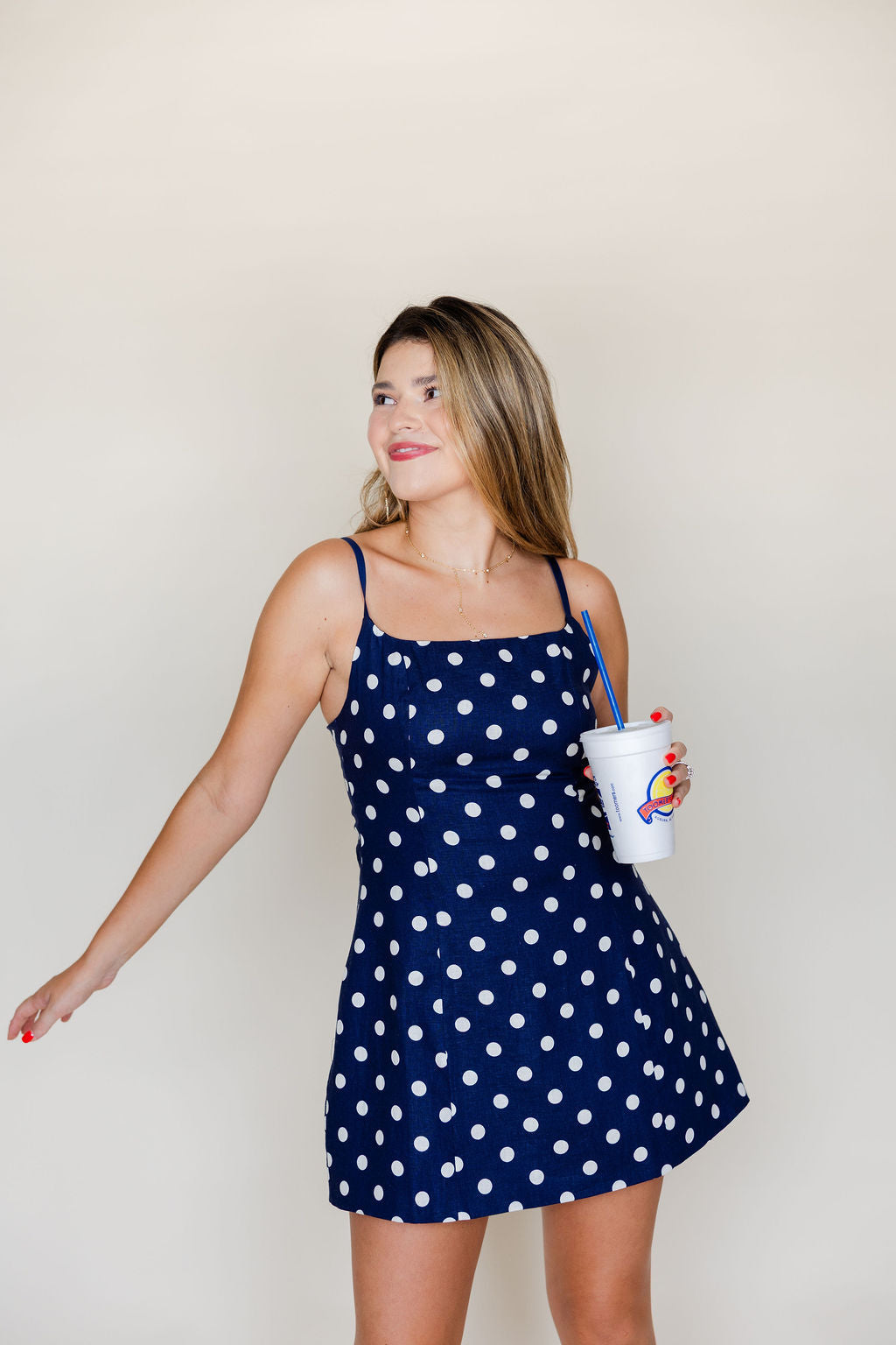 Spaghetti Strap Polka Dot Mini Dress