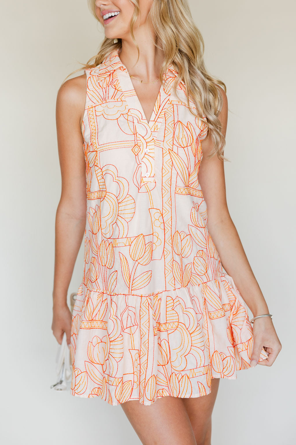 Gemma Embroidered Mini Shirt Dress