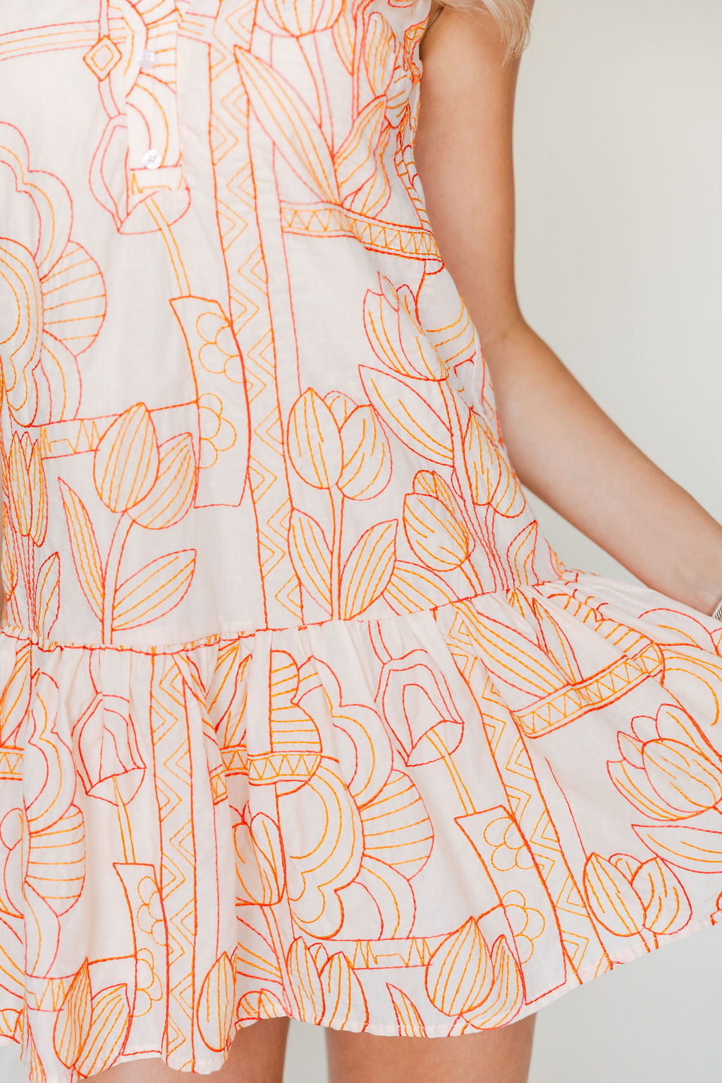 Gemma Embroidered Mini Shirt Dress