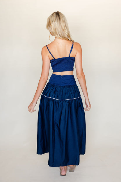 Contrast Binding Lace Trim Top & Skirt Set