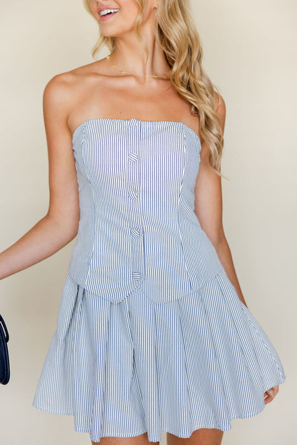 Strapless Stripe Mini Dress