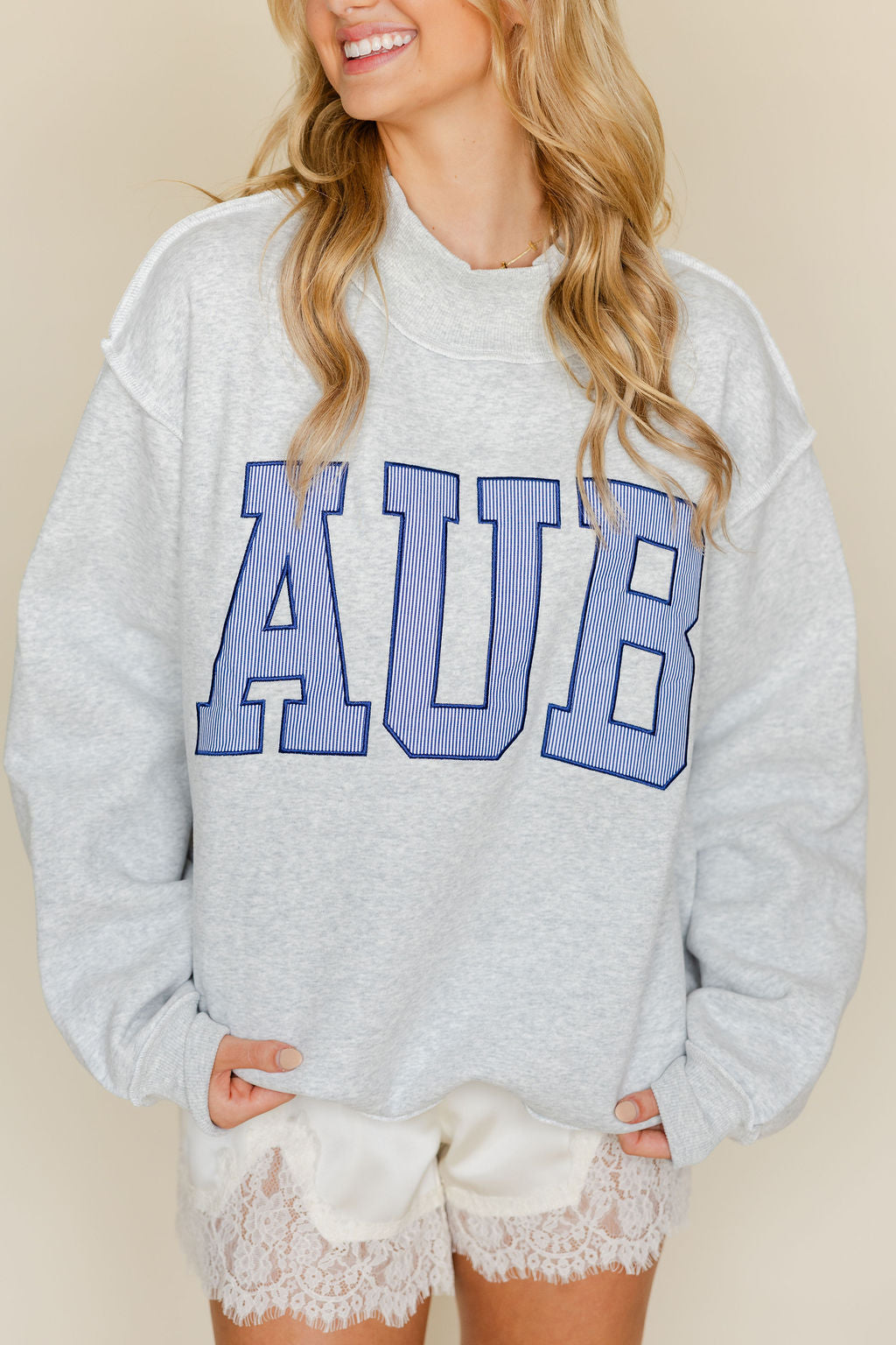Auburn Embroidered Mock Neck Sweatshirt