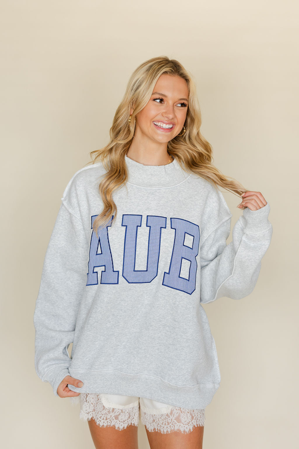 Auburn Embroidered Mock Neck Sweatshirt