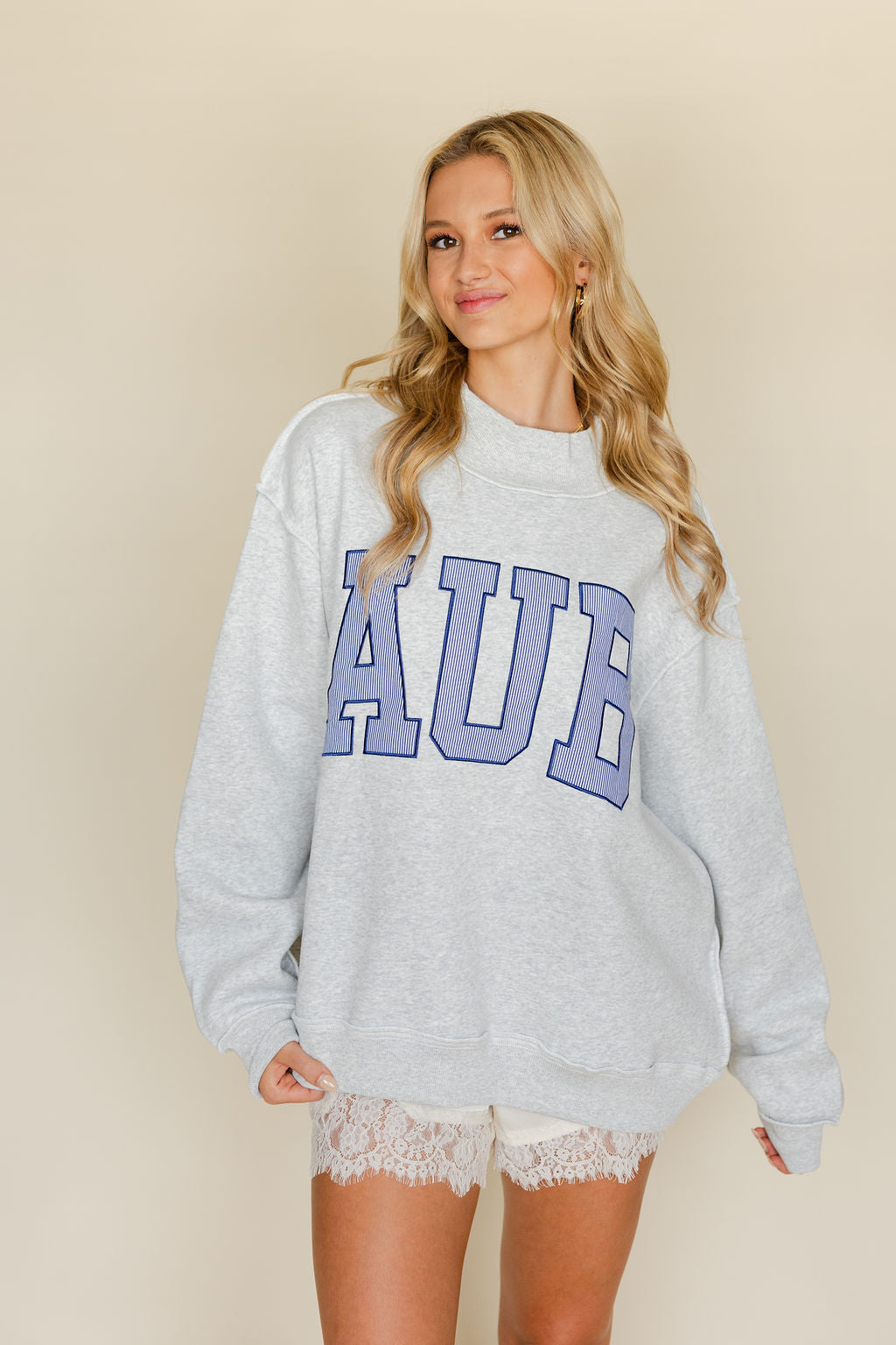 Auburn Embroidered Mock Neck Sweatshirt