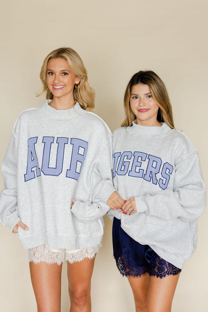 Auburn Embroidered Mock Neck Sweatshirt