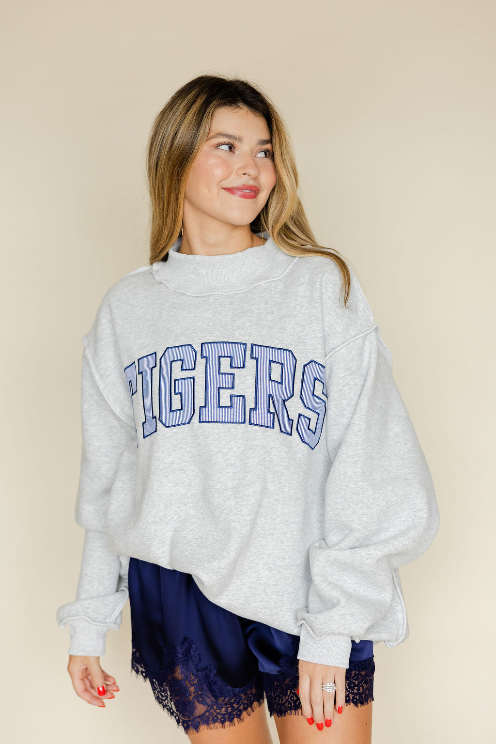 Auburn Embroidered Mock Neck Sweatshirt