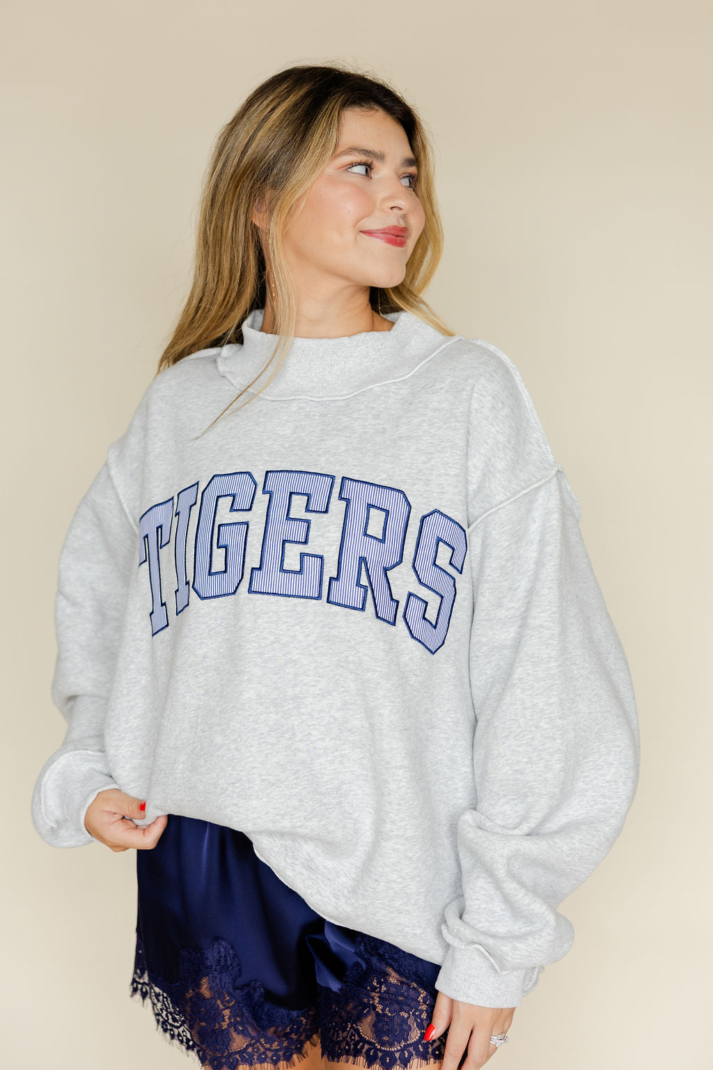 Auburn Embroidered Mock Neck Sweatshirt