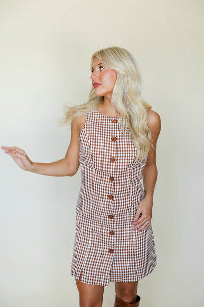 Gingham Button Front Dress