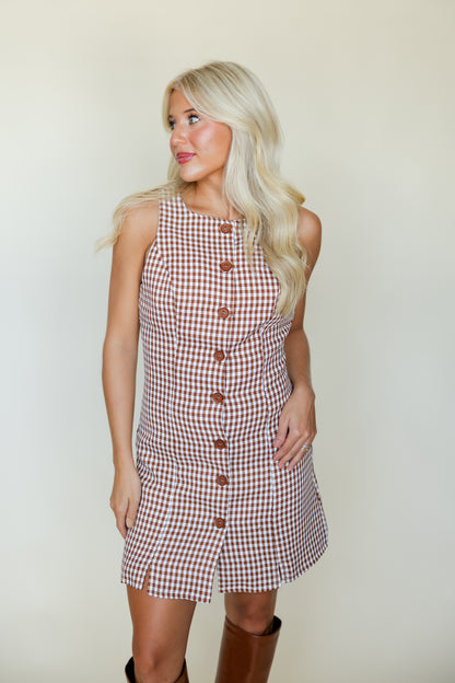 Gingham Button Front Dress
