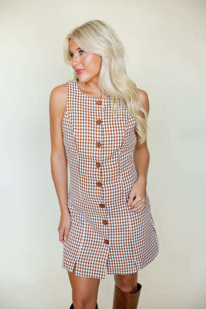 Gingham Button Front Dress