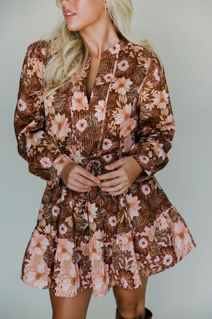Floral Long Sleeve Mini Dress