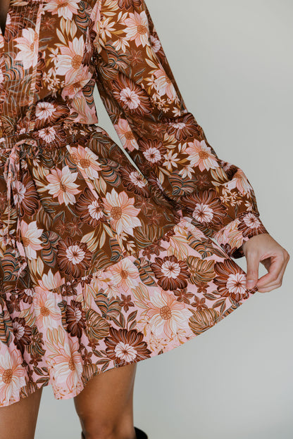 Floral Long Sleeve Mini Dress